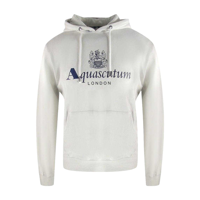 White - Front - Aquascutum Mens Active Bold Logo Hoodie