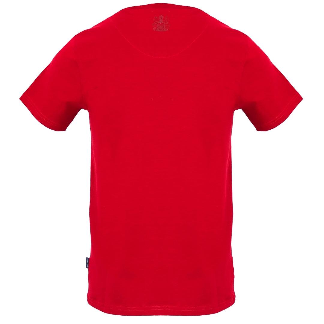 Red - Back - Aquascutum Mens Logo Branded Shoulder T-Shirt