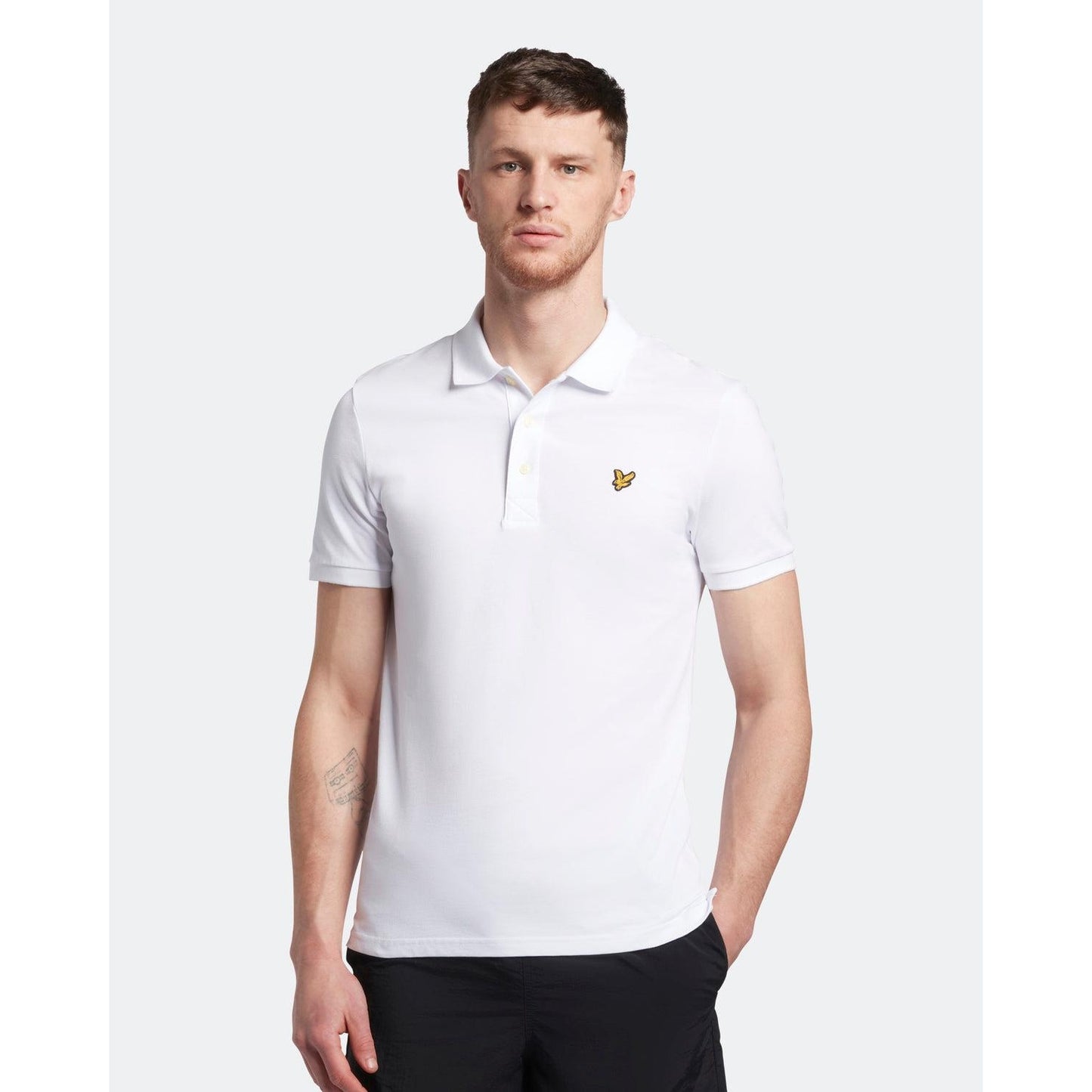Grey-White - Pack Shot - Lyle & Scott Mens Logo Polo Shirt