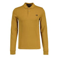 Caramel - Front - Fred Perry Unisex Adult Plain Long-Sleeved Polo Shirt