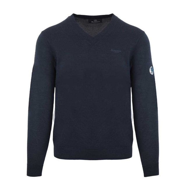 Blue - Front - Aquascutum Mens V Neck Jumper