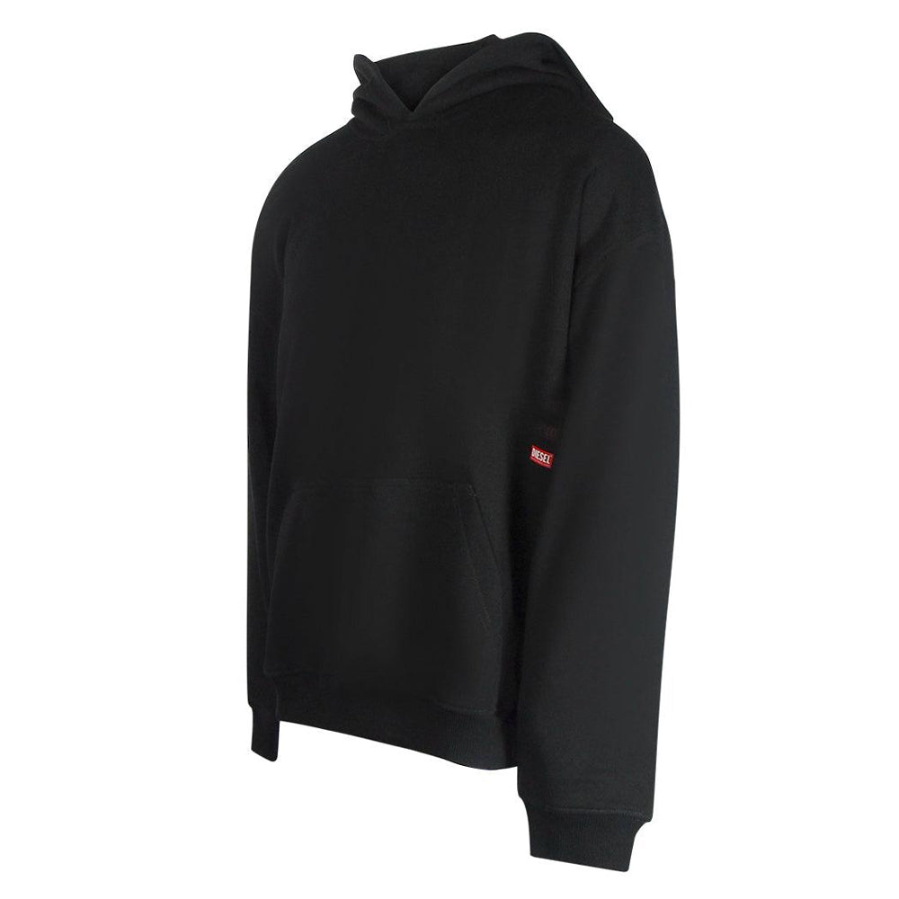 Black - Side - Diesel Mens Graphic Back Print Hoodie