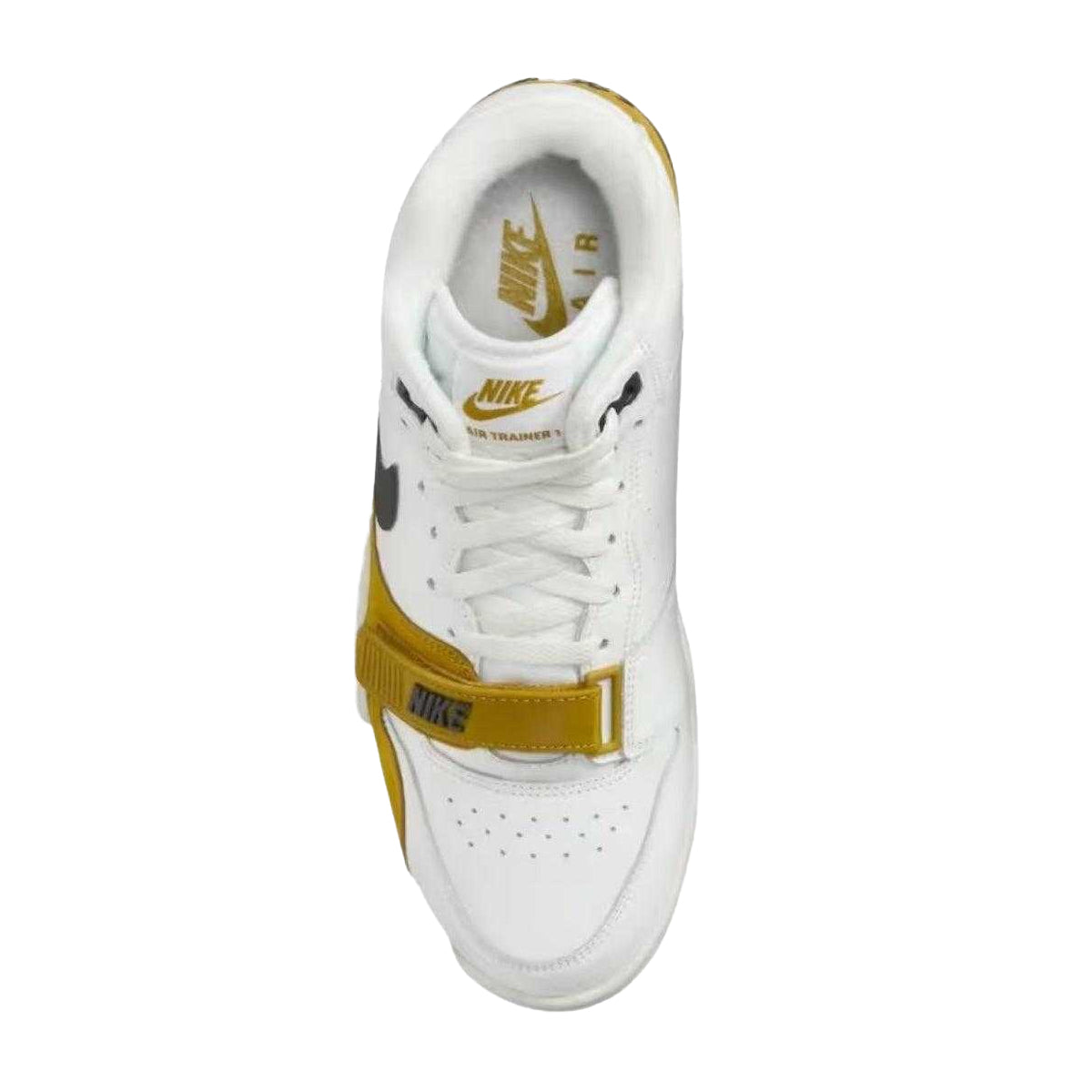 White-Bronze-Black - Pack Shot - Nike Mens Air 1 Leather Trainers