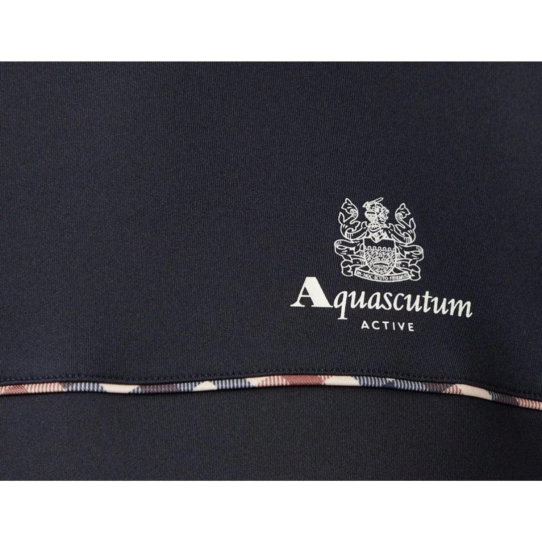 Navy Blue - Close up - Aquascutum Mens Contrast Piping Stretch Active T-Shirt