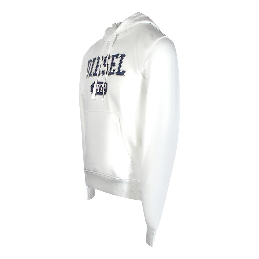 White - Side - Diesel Mens 1978 Bold Logo Hoodie