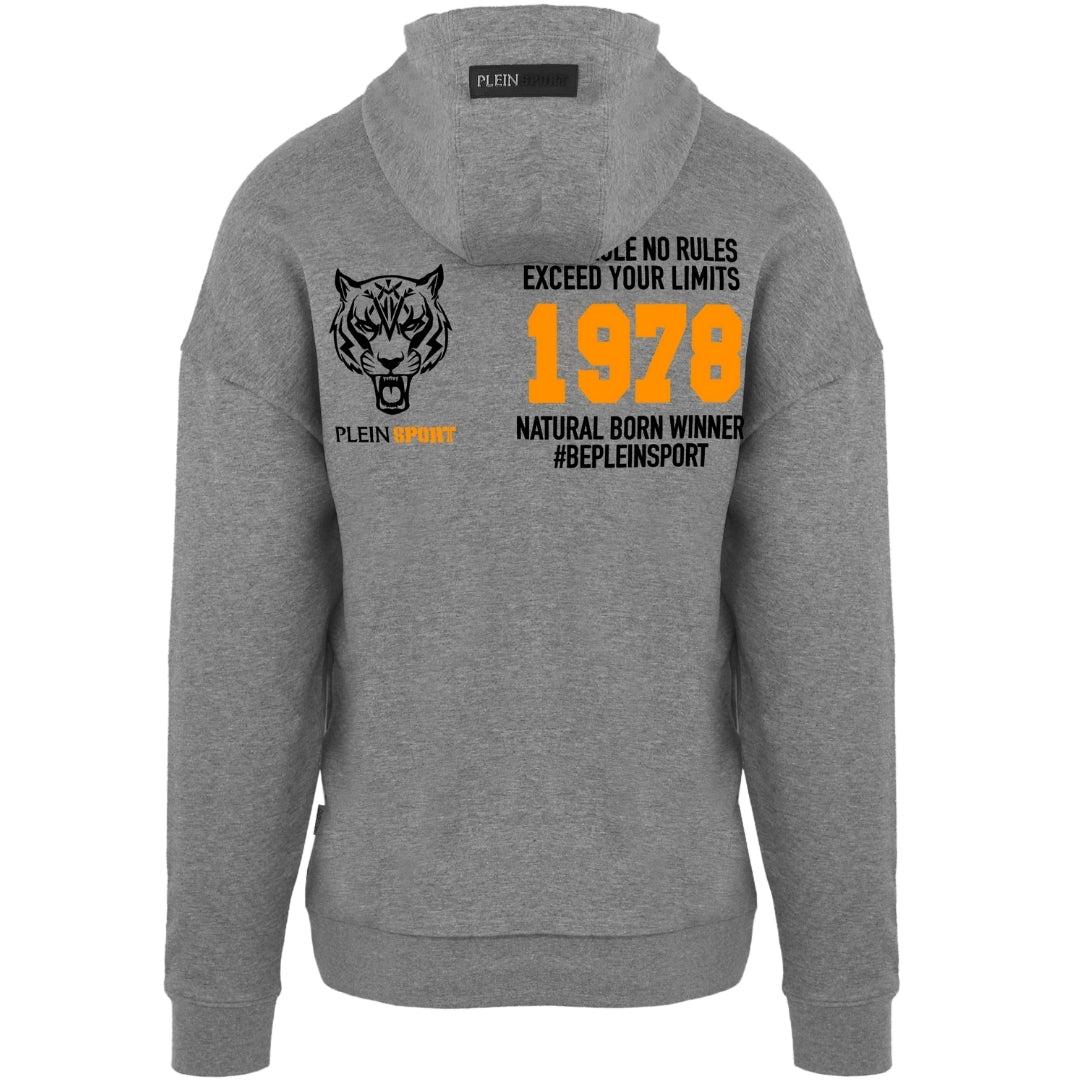 Grey - Back - Plein Sport Mens Tiger Logo Hoodie