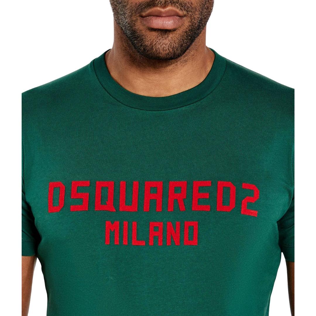 Green - Close up - DSquared2 Mens Milano Cotton T-Shirt