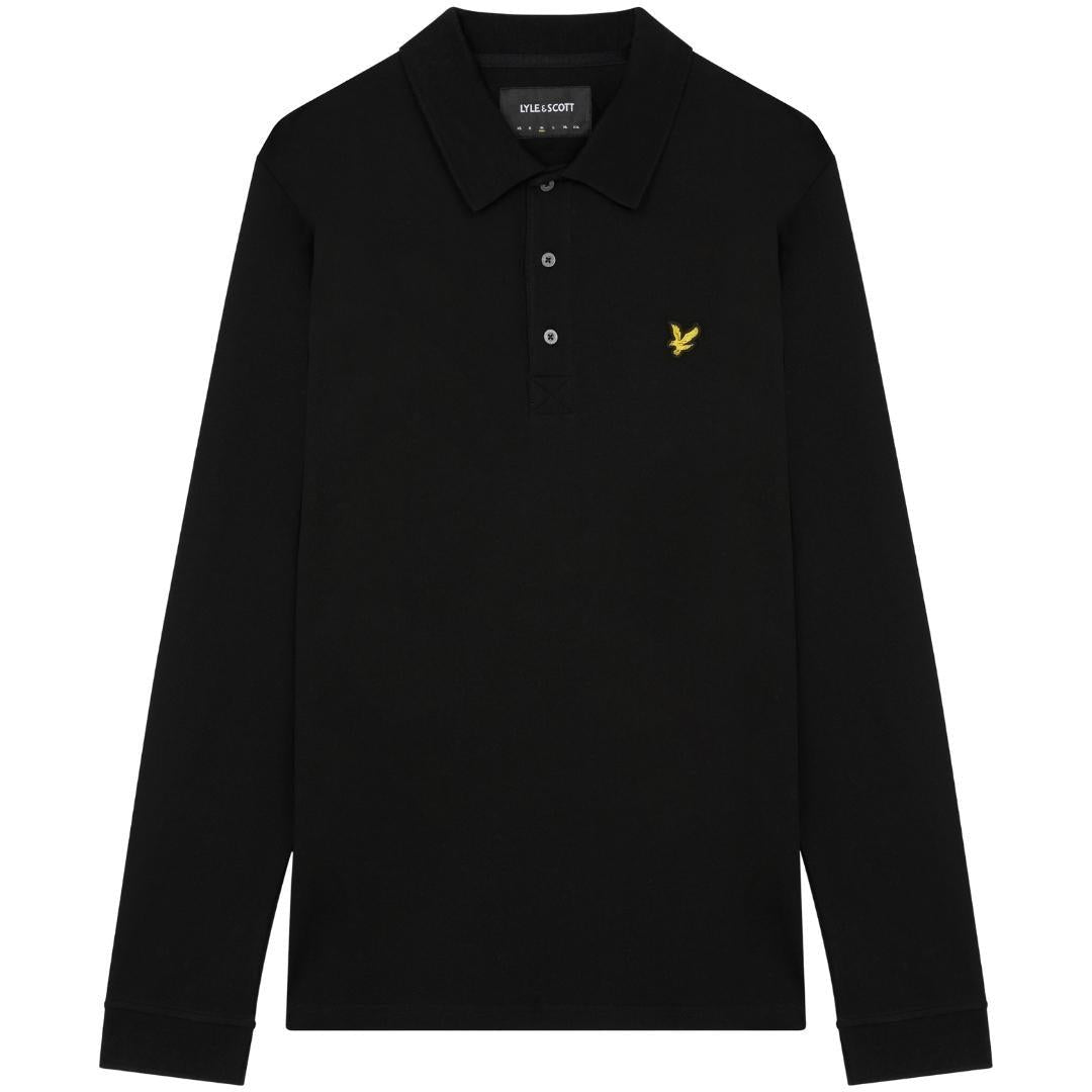 Jet Black - Front - Lyle & Scott Mens Chest Logo Branded Long-Sleeved Polo Shirt