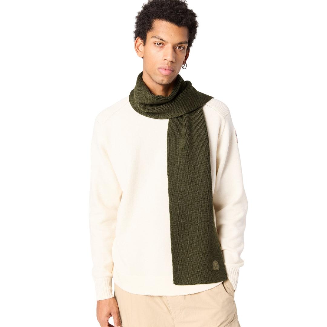 Moss Green - Side - Parajumpers Plain Merino Wool Scarf