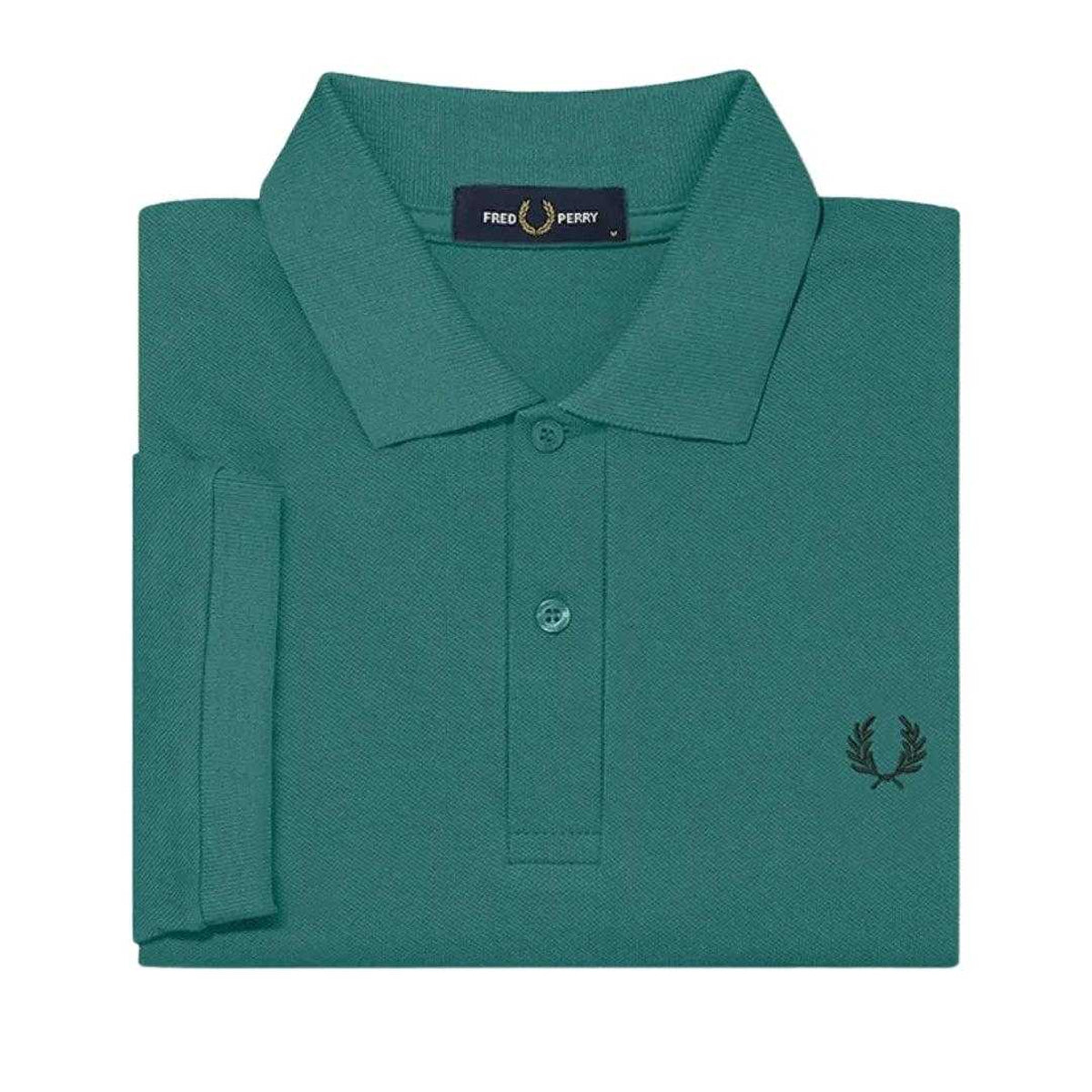 Deep Mint - Side - Fred Perry Womens-Ladies Plain Cotton Polo Shirt