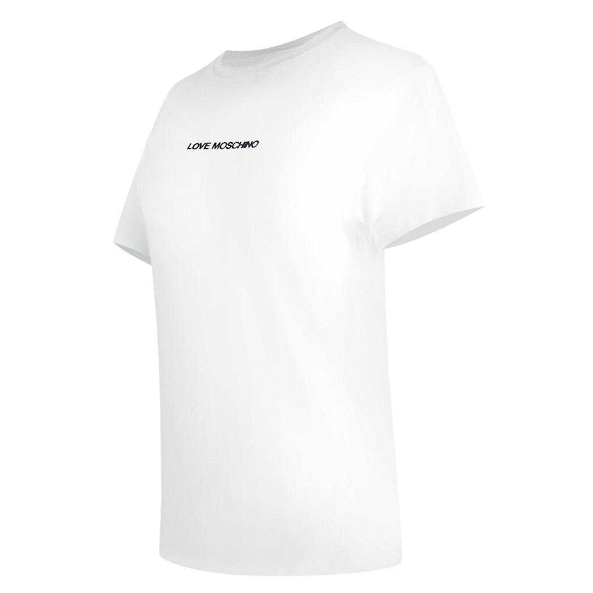 White - Side - Love Moschino Womens-Ladies Love Short-Sleeved Everyday T-Shirt
