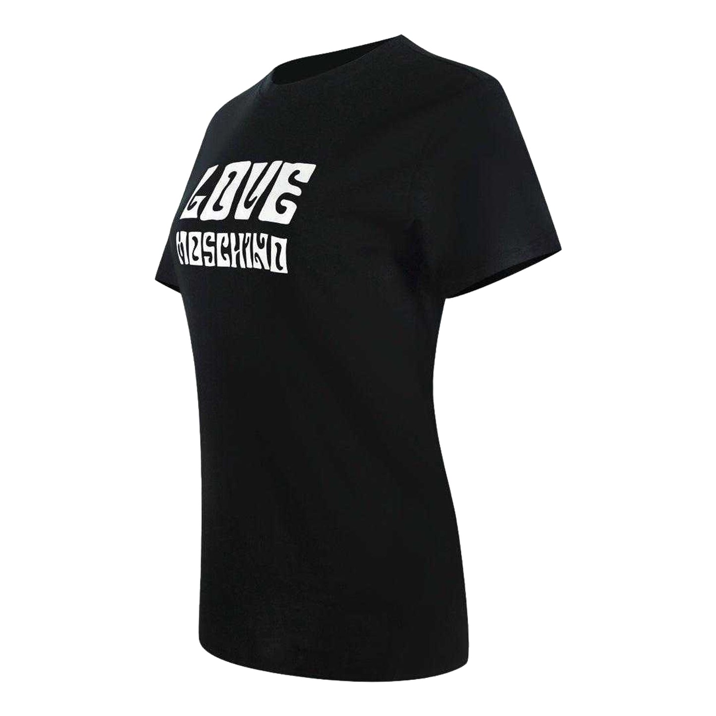 Black - Side - Love Moschino Womens-Ladies Groovy Logo Short-Sleeved T-Shirt