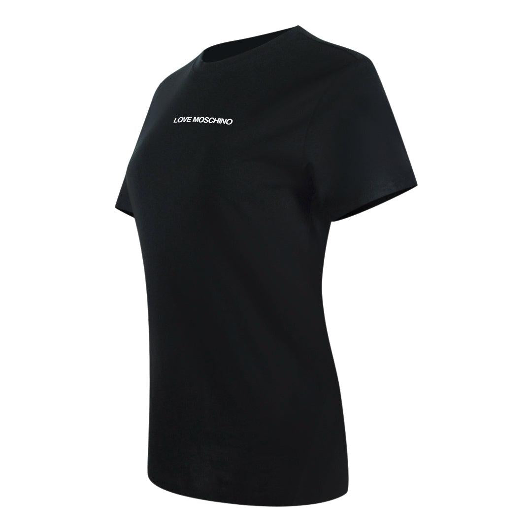 Black - Side - Love Moschino Womens-Ladies Logo Cotton T-Shirt