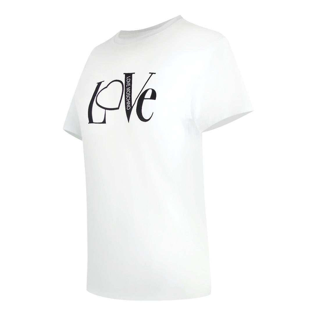 White - Side - Love Moschino Womens-Ladies Cotton T-Shirt