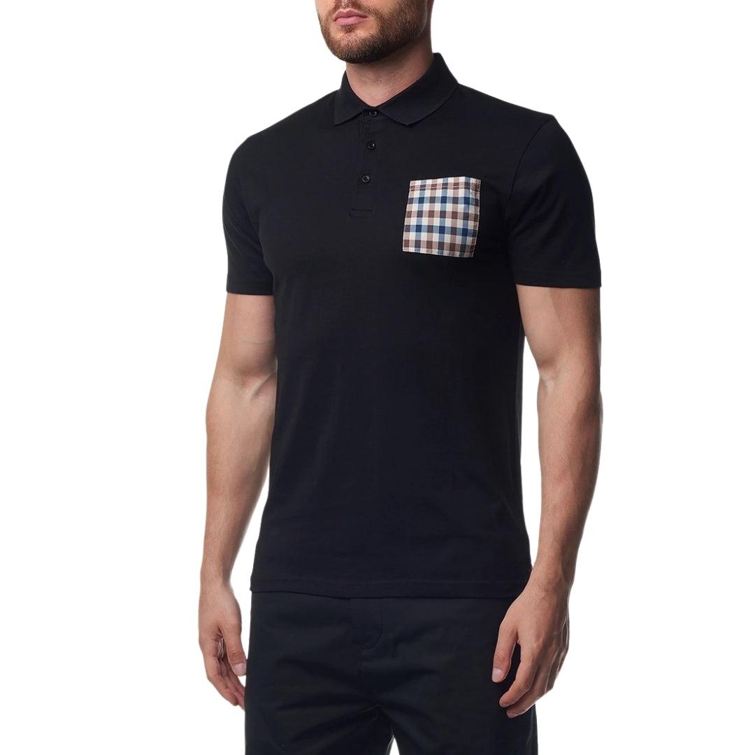 Black - Lifestyle - Aquascutum Mens Active Sailor Short-Sleeved Polo Shirt