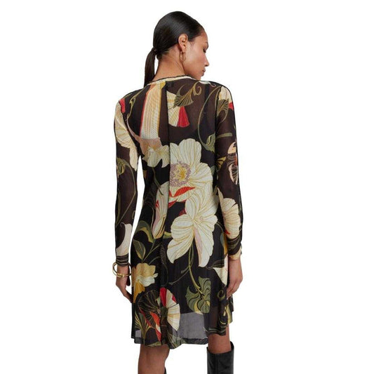 Black - Back - Ted Baker Womens-Ladies Floral Mesh Long-Sleeved Midi Dress