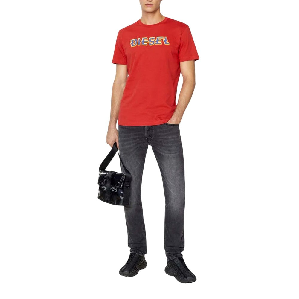 Red - Close up - Diesel Unisex Adult Pixel Logo T-Shirt
