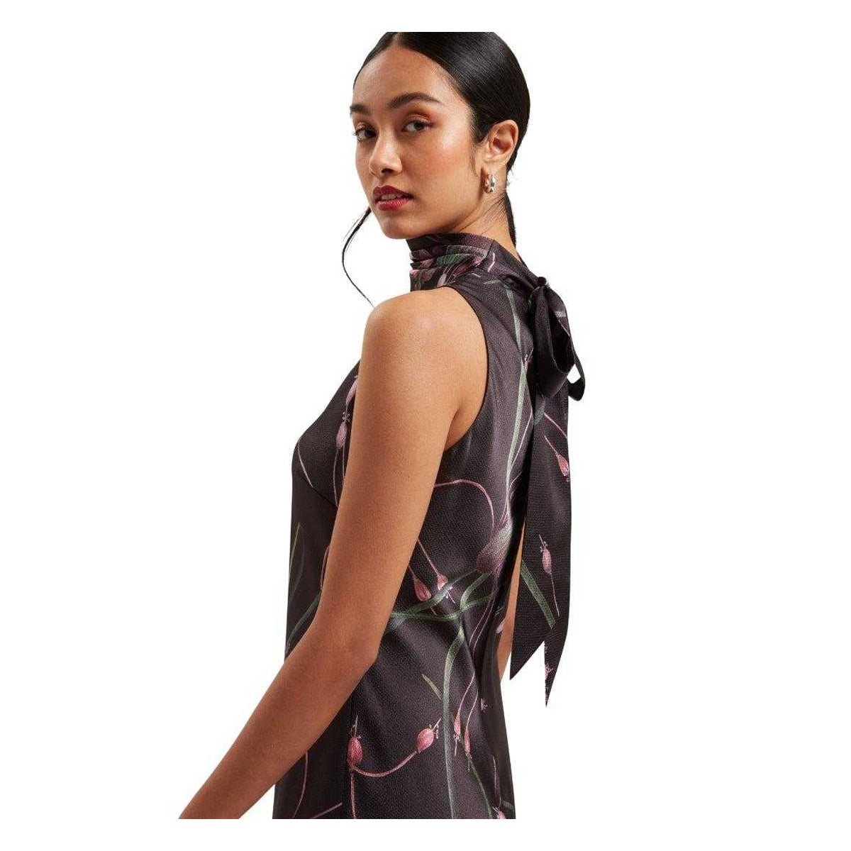Black - Lifestyle - Ted Baker Womens-Ladies Anuta Printed Cowl Neck Midi Dress