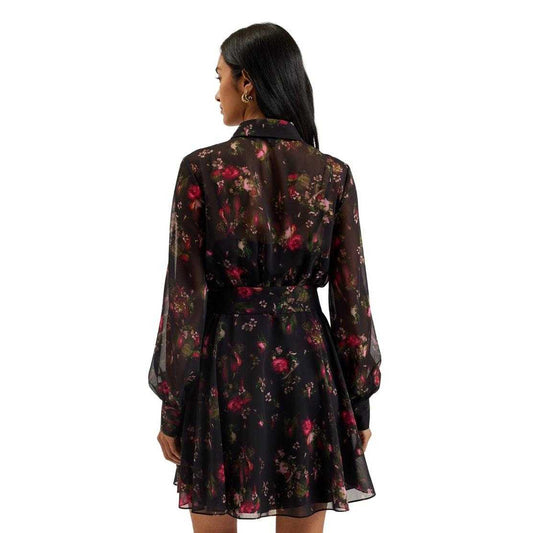 Black - Back - Ted Baker Womens-Ladies Ebene Printed Collared Dress