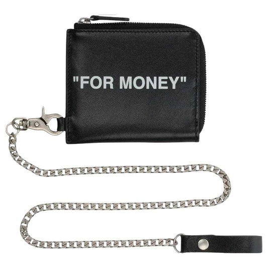 Black - Front - Off White Quote Leather Detachable Chain Wallet