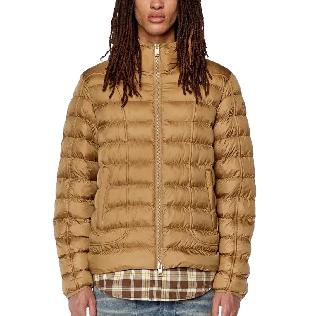 Brown - Side - Diesel Mens Plain Hooded Jacket