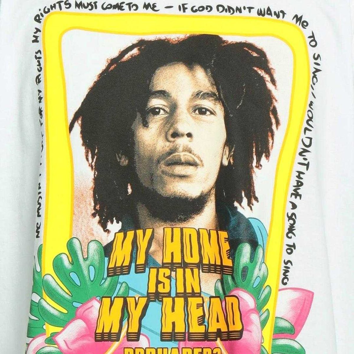 White - Lifestyle - DSquared2 Unisex Adult My Home Is In My Head Bob Marley T-Shirt