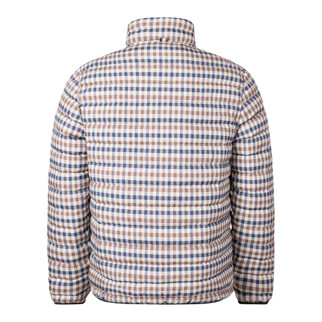 Beige - Back - Aquascutum Mens Checked Mock Neck Active Padded Jacket