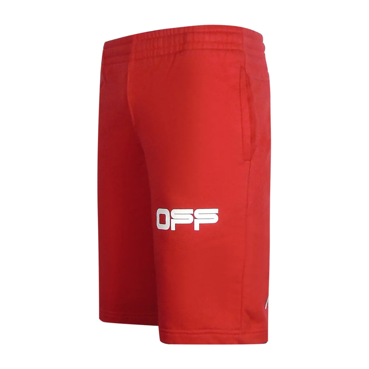 Red - Side - Off-White Mens Tape Sweat Shorts