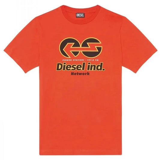 Orange-Black - Front - Diesel Unisex Adult Power Station Logo T-Shirt