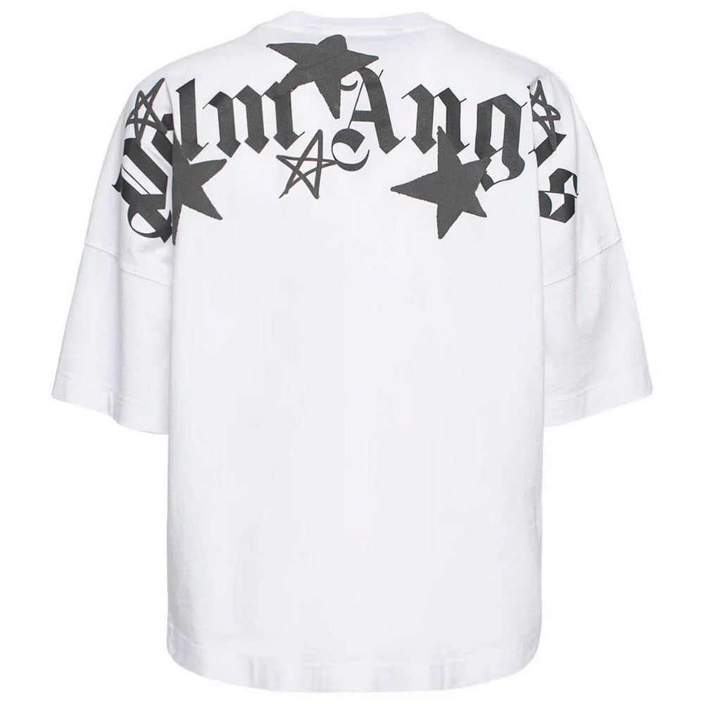 White - Back - Palm Angels Mens Shooting Star Logo Oversized T-Shirt