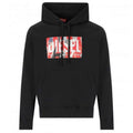 Black - Front - Diesel Mens Torn Logo Hoodie