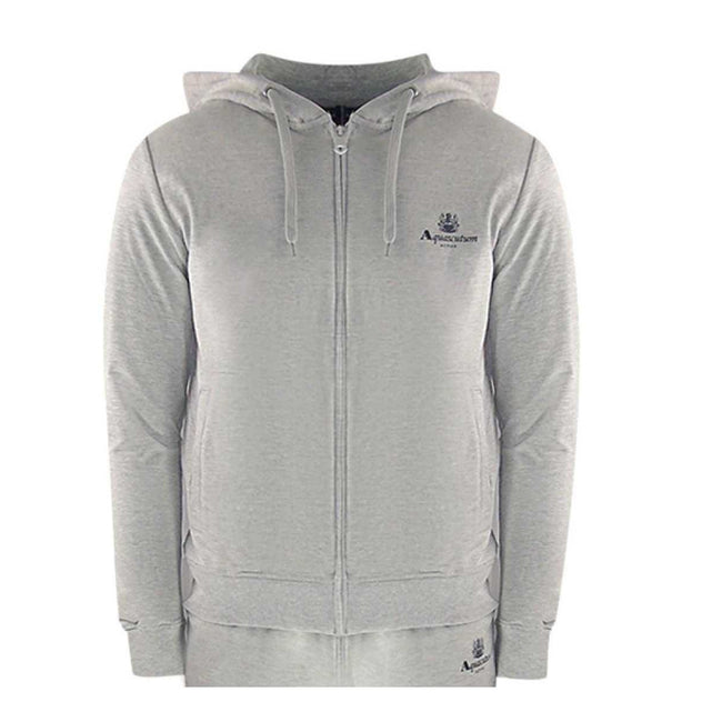 Grey - Side - Aquascutum Mens Full Zip Tracksuit Set