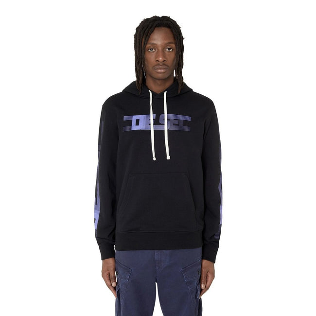 Black - Close up - Diesel Mens Faded Logo Hoodie