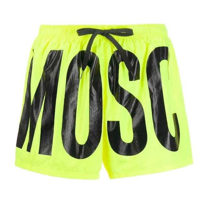 Bright Yellow - Front - Moschino Mens Logo Swim Shorts