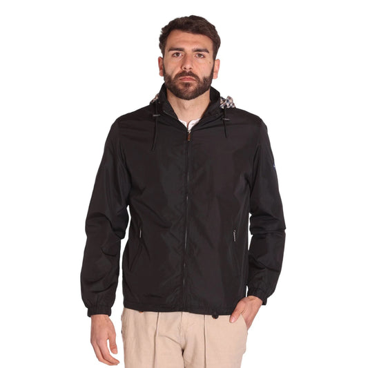 Navy - Front - Aquascutum Mens Plain Lightweight Hidden Hood Jacket