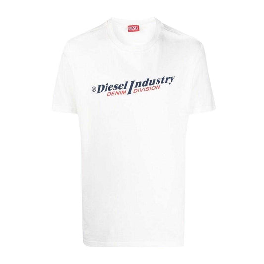 White - Front - Diesel Unisex Adult Industry Denim Division Logo T-Shirt