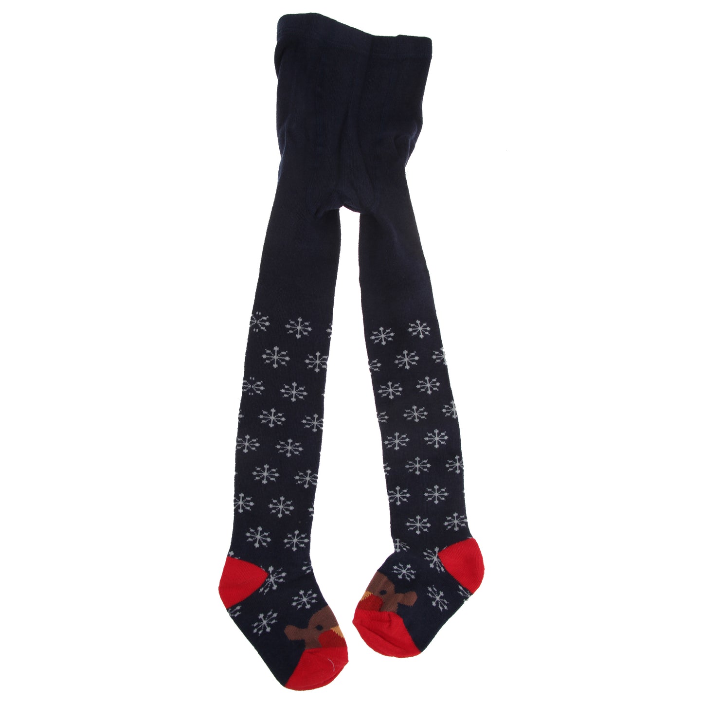 Navy - Front - Childrens Girls Cotton Rich Festive Tights (1 Pair)