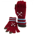 Claret Red-Sky Blue - Front - West Ham United FC Childrens-Kids Knitted Crest Touch Gloves