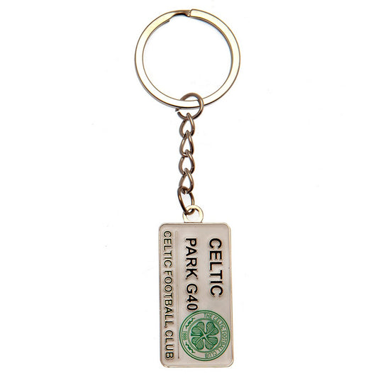 Silver-White - Front - Celtic FC Street Sign Keyring