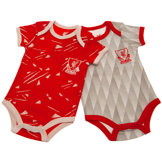 Red-Grey - Front - Liverpool FC Baby 1990 Retro Bodysuit Set (Pack of 2)