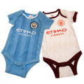 Blue-Cream-Brown - Front - Manchester City FC Baby 2023-2024 Bodysuit (Pack of 2)