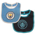 Multicoloured - Front - Manchester City FC Baby Bibs (Pack of 2)