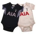 Navy Blue-Lily White - Front - Tottenham Hotspur FC Baby 2023-2024 Kit Bodysuit (Pack of 2)