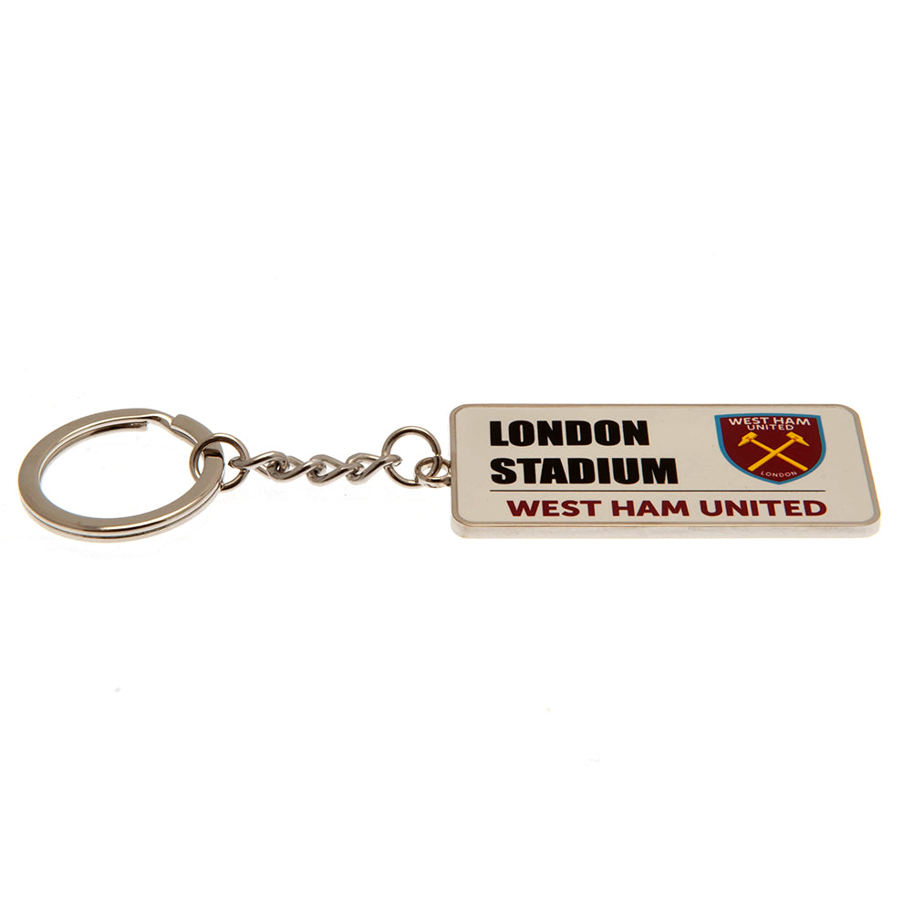 Silver-White-Claret Red - Back - West Ham United FC Street Sign Metal Keyring