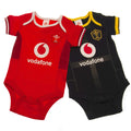 Red-White-Black-Yellow - Front - Wales RU Baby Bodysuit (Pack of 2)
