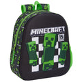 Black-Green - Front - Minecraft Childrens-Kids Creeper Backpack