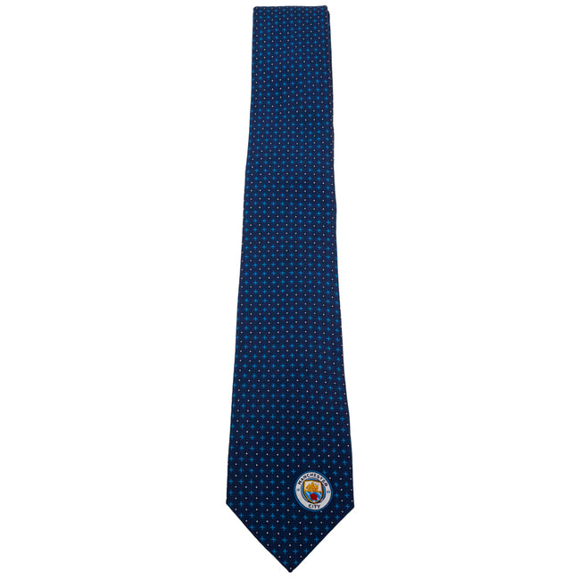 Navy Blue-Sky Blue-White - Back - Manchester City FC Unisex Adult Crest Tie
