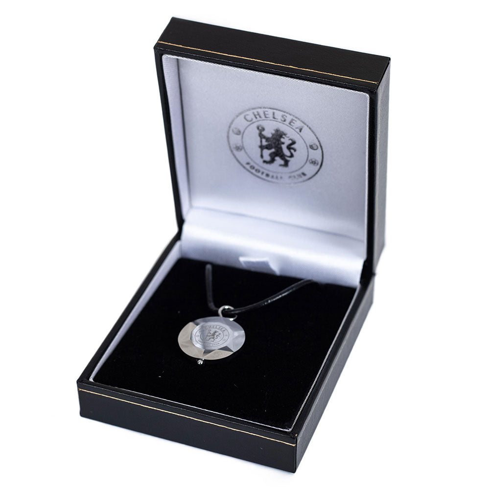 Black-Silver - Back - Chelsea FC Tungsten Leather Cord Necklace & Pendant