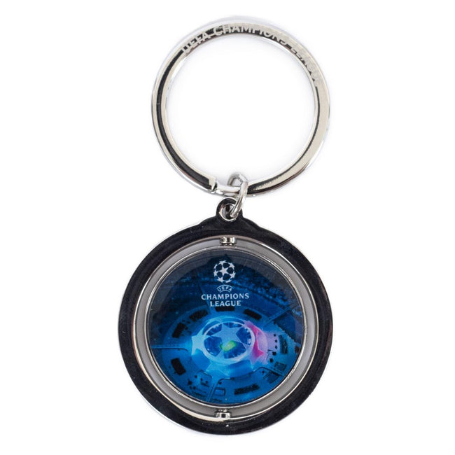 Blue-White-Silver - Back - Manchester City FC UCL Crest Spinner Keyring