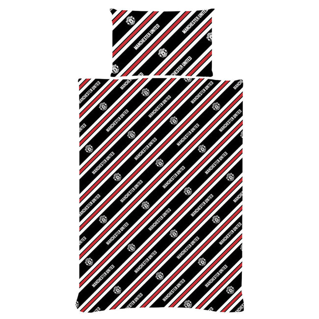 Red-Yellow-Black - Back - Manchester United FC Core Stripe Duvet Cover Set